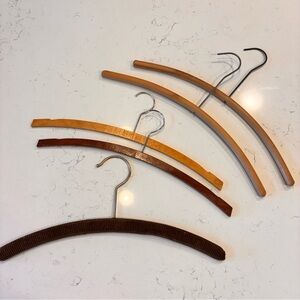5 Vintage Wooden Curved Hangers